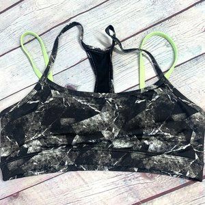 Marika | Racerback Criss Cross Sports Bra Black w/ Neon Yellow Straps Size Small